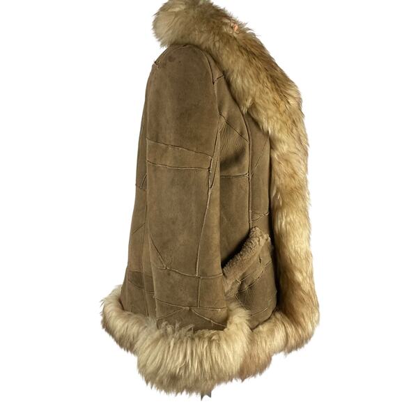 Genuine Shearling Sheepskin Patchwork Penny Lane Leather Coat - Picture 3 of 16